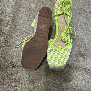 Lime Green Mesh Lace-Up Sandals